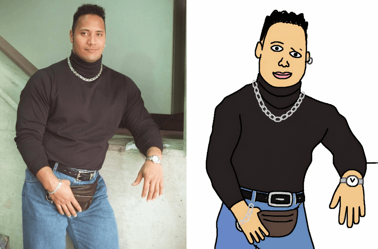Before and after: Dwayne, but worse
